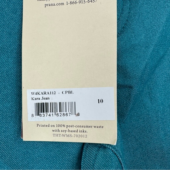 PRANA Low Rise Kara Stretch Jeans in Cool Green, Size 10, NWT! - Picture 5 of 7